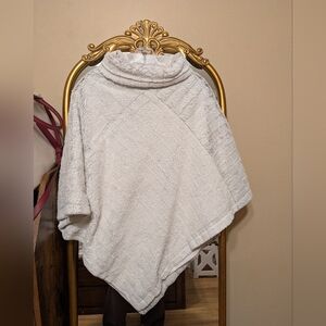 Cozy White Poncho with Cowl Neck